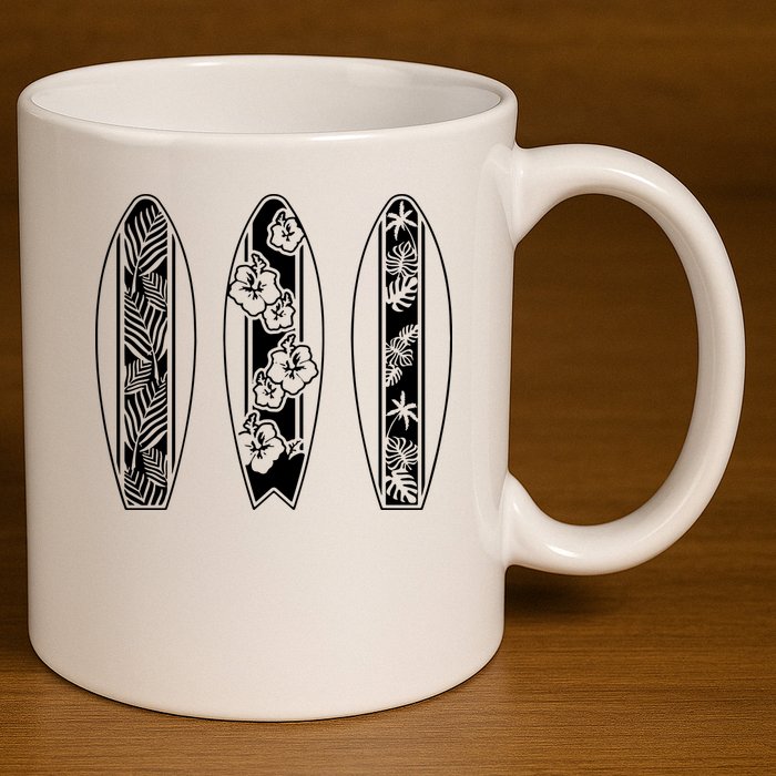 Surfing Surfboard Classic Retro Surfboarder Surfer Surf Life 11oz C Handle Ceramic Mug