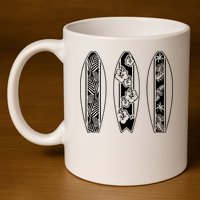 Surfing Surfboard Classic Retro Surfboarder Surfer Surf Life 11oz C Handle Ceramic Mug