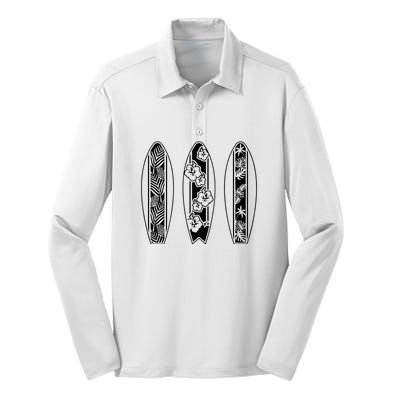 Surfing Surfboard Classic Retro Surfboarder Surfer Surf Life Silk Touch Performance Long Sleeve Polo