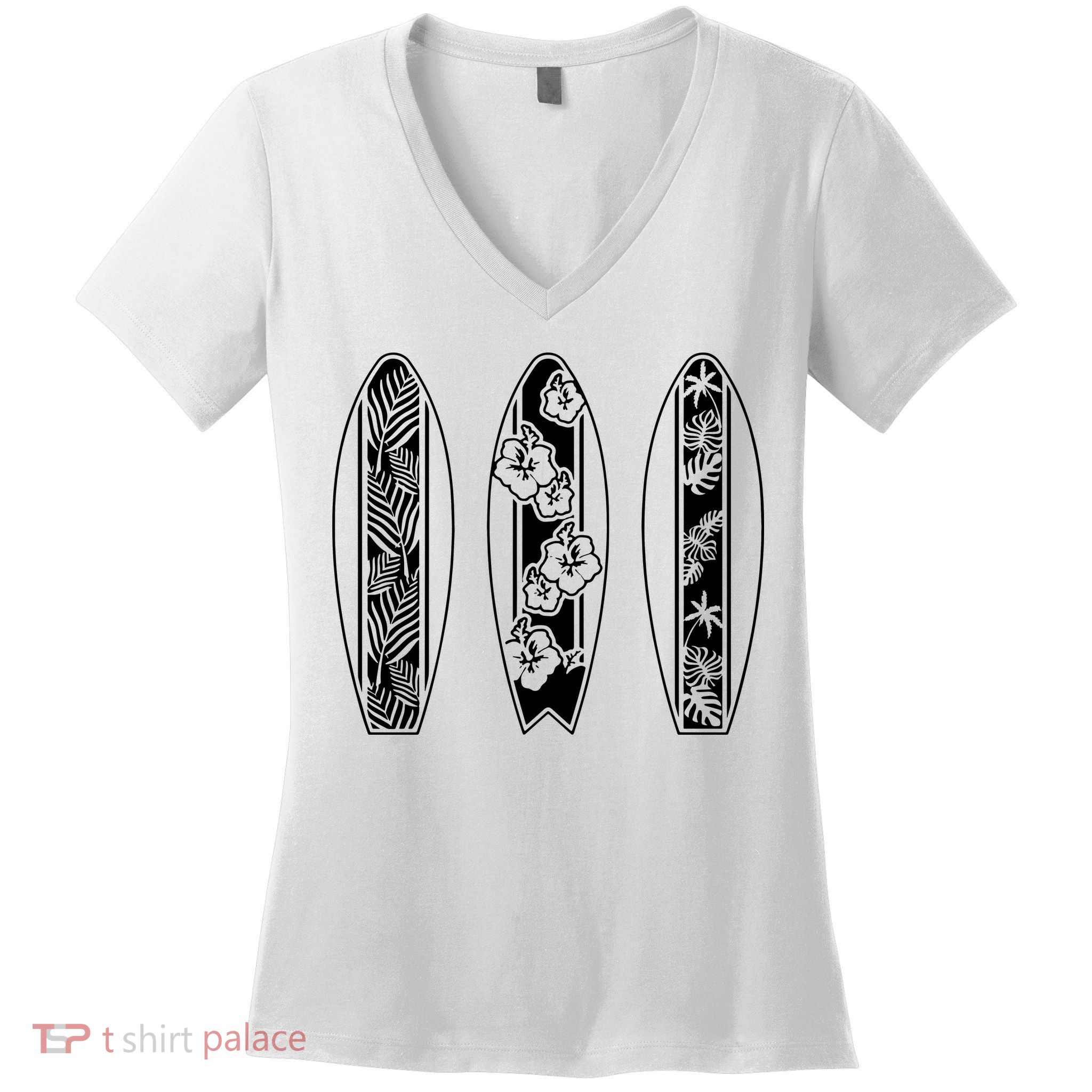 Surfing Surfboard Classic Retro Surfboarder Surfer Surf Life Women's V-Neck T-Shirt
