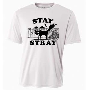 Stay Stray Cat Funny Black Cats Adventure Cooling Performance Crew T-Shirt