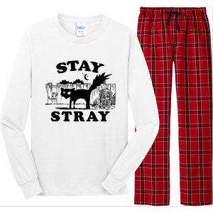 Stay Stray Cat Funny Black Cats Adventure Long Sleeve Pajama Set