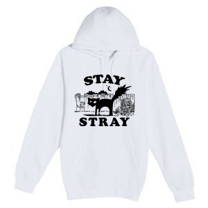 Stay Stray Cat Funny Black Cats Adventure Premium Pullover Hoodie