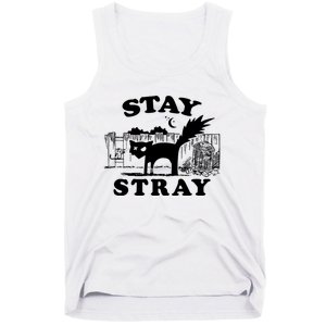 Stay Stray Cat Funny Black Cats Adventure Tank Top