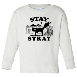 Stay Stray Cat Funny Black Cats Adventure Toddler Long Sleeve Shirt