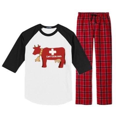 Switzerland Swiss Cow Raglan Sleeve Pajama Set