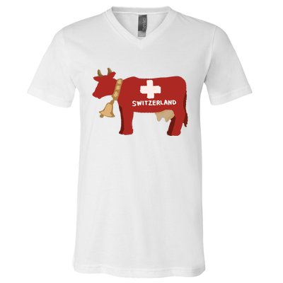 Switzerland Swiss Cow V-Neck T-Shirt