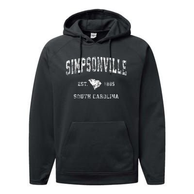 Simpsonville South Carolina Sc Vintage Athletic Sports Performance Fleece Hoodie