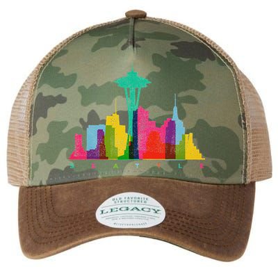 Seattle Skyline Colorful Washington Legacy Tie Dye Trucker Hat