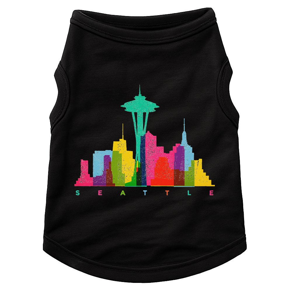 Seattle Skyline Colorful Washington Doggie Tank