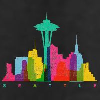 Seattle Skyline Colorful Washington Beanie