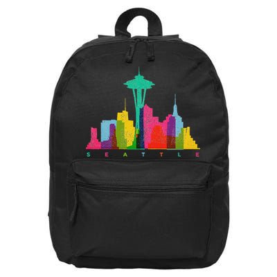 Seattle Skyline Colorful Washington 16 in Basic Backpack