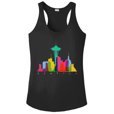 Seattle Skyline Colorful Washington Ladies PosiCharge Competitor Racerback Tank