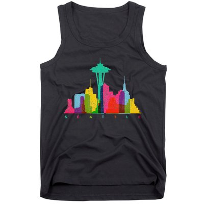 Seattle Skyline Colorful Washington Tank Top