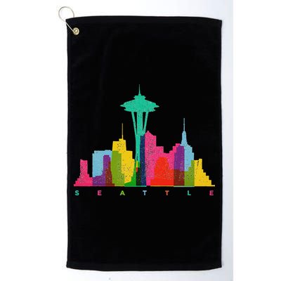 Seattle Skyline Colorful Washington Golf Towel