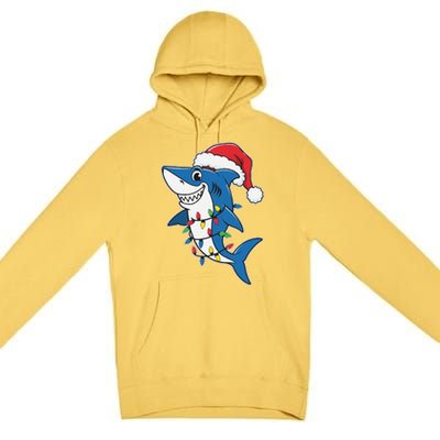 Santa Shark Christmas Lights Sharkmas Tree Xmas 2024 Premium Pullover Hoodie