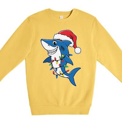 Santa Shark Christmas Lights Sharkmas Tree Xmas 2024 Premium Crewneck Sweatshirt