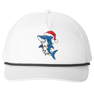 Santa Shark Christmas Lights Sharkmas Tree Xmas 2024 Snapback Five-Panel Rope Hat