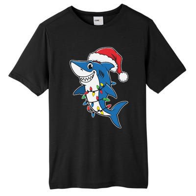 Santa Shark Christmas Lights Sharkmas Tree Xmas 2024 Tall Fusion ChromaSoft Performance T-Shirt