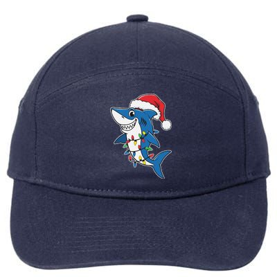 Santa Shark Christmas Lights Sharkmas Tree Xmas 2024 7-Panel Snapback Hat