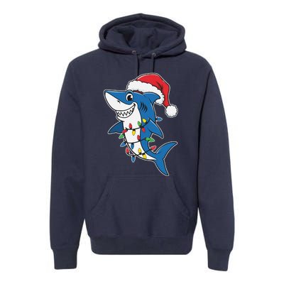 Santa Shark Christmas Lights Sharkmas Tree Xmas 2024 Premium Hoodie