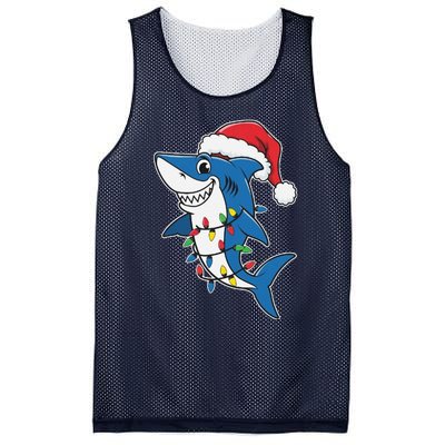 Santa Shark Christmas Lights Sharkmas Tree Xmas 2024 Mesh Reversible Basketball Jersey Tank