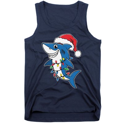 Santa Shark Christmas Lights Sharkmas Tree Xmas 2024 Tank Top