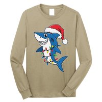 Santa Shark Christmas Lights Sharkmas Tree Xmas 2024 Long Sleeve Shirt