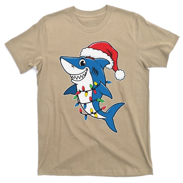 Santa Shark Christmas Lights Sharkmas Tree Xmas 2024 T-Shirt