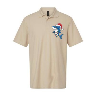 Santa Shark Christmas Lights Sharkmas Tree Xmas 2024 Softstyle Adult Sport Polo