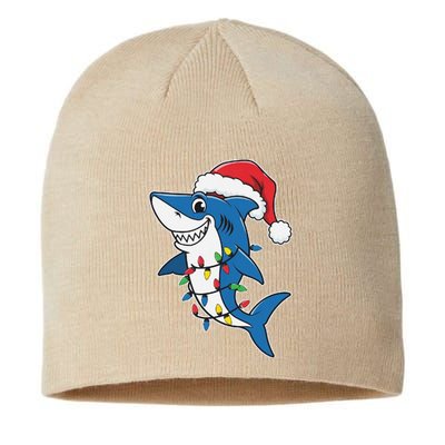 Santa Shark Christmas Lights Sharkmas Tree Xmas 2024 Sustainable Beanie