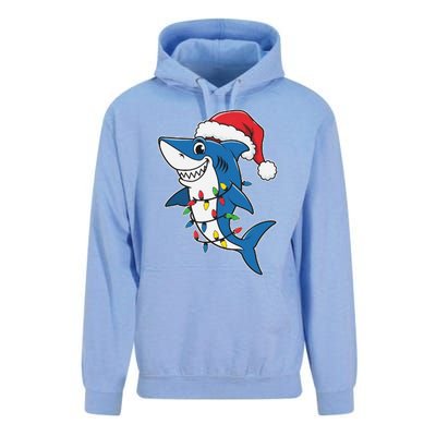 Santa Shark Christmas Lights Sharkmas Tree Xmas 2024 Unisex Surf Hoodie