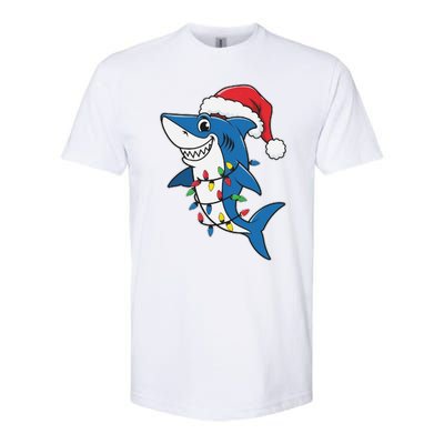 Santa Shark Christmas Lights Sharkmas Tree Xmas 2024 Softstyle CVC T-Shirt