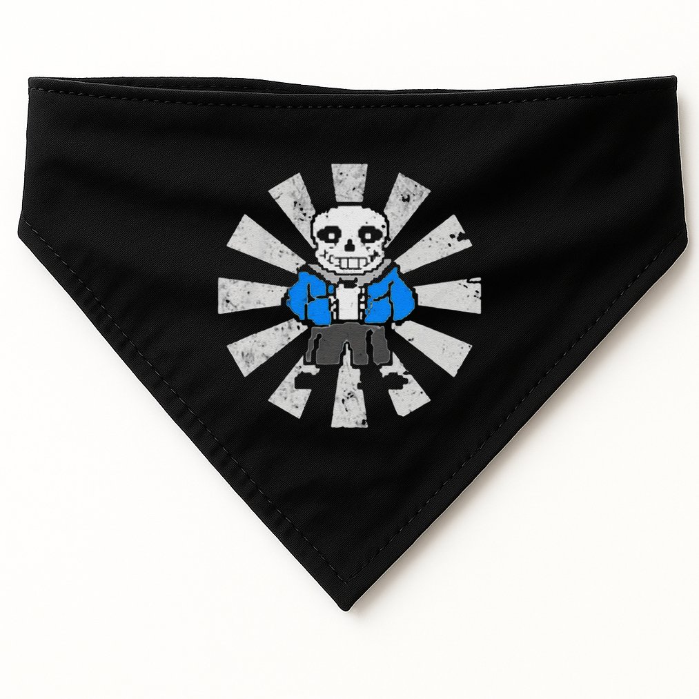 Sans Skeleton Cool Pixel Art Gift USA-Made Doggie Bandana