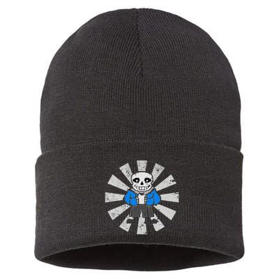Sans Skeleton Cool Pixel Art Gift Sustainable Knit Beanie