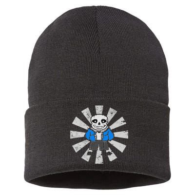 Sans Skeleton Cool Pixel Art Gift Sustainable Knit Beanie