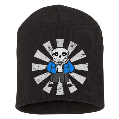 Sans Skeleton Cool Pixel Art Gift Short Acrylic Beanie