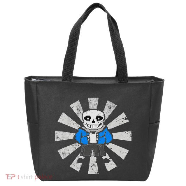 Sans Skeleton Cool Pixel Art Gift Zip Tote Bag