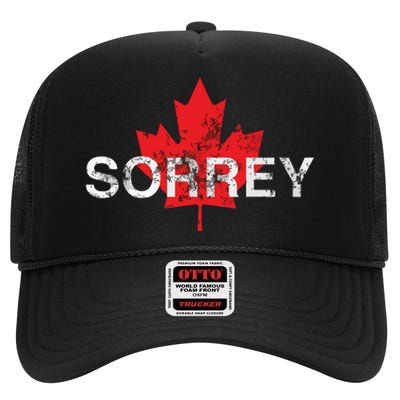 Sorrey Sorry Canadian Funny Apology Red Maple Leaf High Crown Mesh Back Trucker Hat