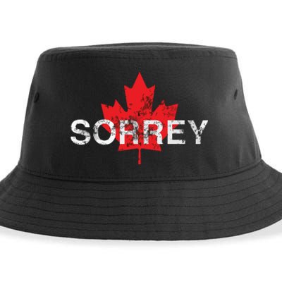 Sorrey Sorry Canadian Funny Apology Red Maple Leaf Sustainable Bucket Hat