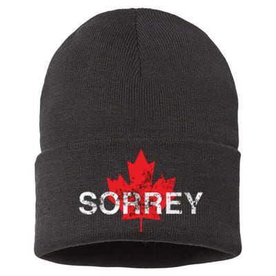 Sorrey Sorry Canadian Funny Apology Red Maple Leaf Sustainable Knit Beanie