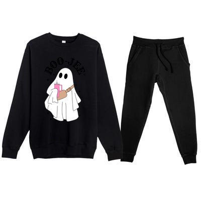 Spooky Season Cute Ghost Halloween Costume Boujee Boojee Meaningful Gift Premium Crewneck Sweatsuit Set