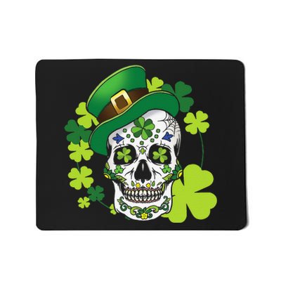 Sugar Skull Clover Skeleton Shamrock Irish Saint Patricks Mousepad