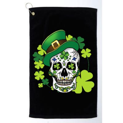 Sugar Skull Clover Skeleton Shamrock Irish Saint Patricks Platinum Collection Golf Towel