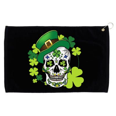 Sugar Skull Clover Skeleton Shamrock Irish Saint Patricks Grommeted Golf Towel