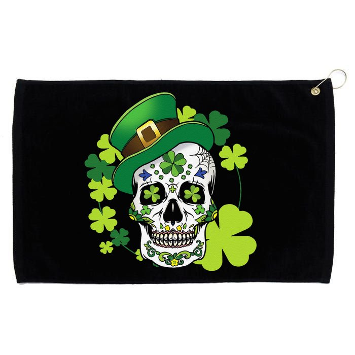 Sugar Skull Clover Skeleton Shamrock Irish Saint Patricks Grommeted Golf Towel