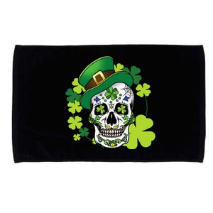 Sugar Skull Clover Skeleton Shamrock Irish Saint Patricks Microfiber Hand Towel