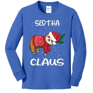 Sloth Santa Claus Merry Slothmas Santa Sloth Slotha Claus Cool Gift Kids Long Sleeve Shirt