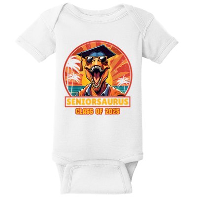 Seniorsaurus Senior Class Of 2025 Funny Dinosaur Graduation Baby Bodysuit