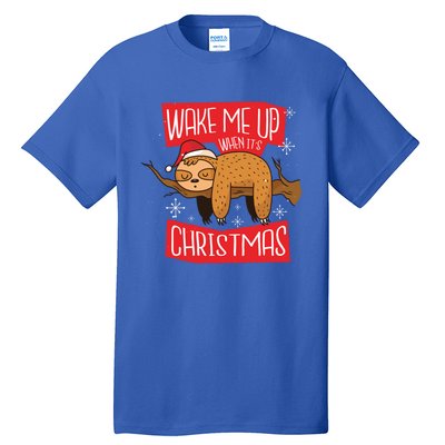 Santa Sloth Christmas In July Wake Me Up When Its Christmas Meaningful Gift Tall T-Shirt